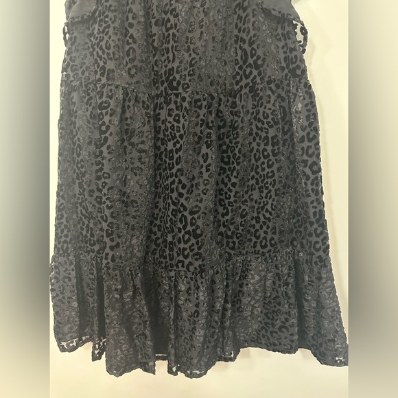 Loft babydoll velvet embossed leopard print frilly high neck party dress - Picture 6 of 12